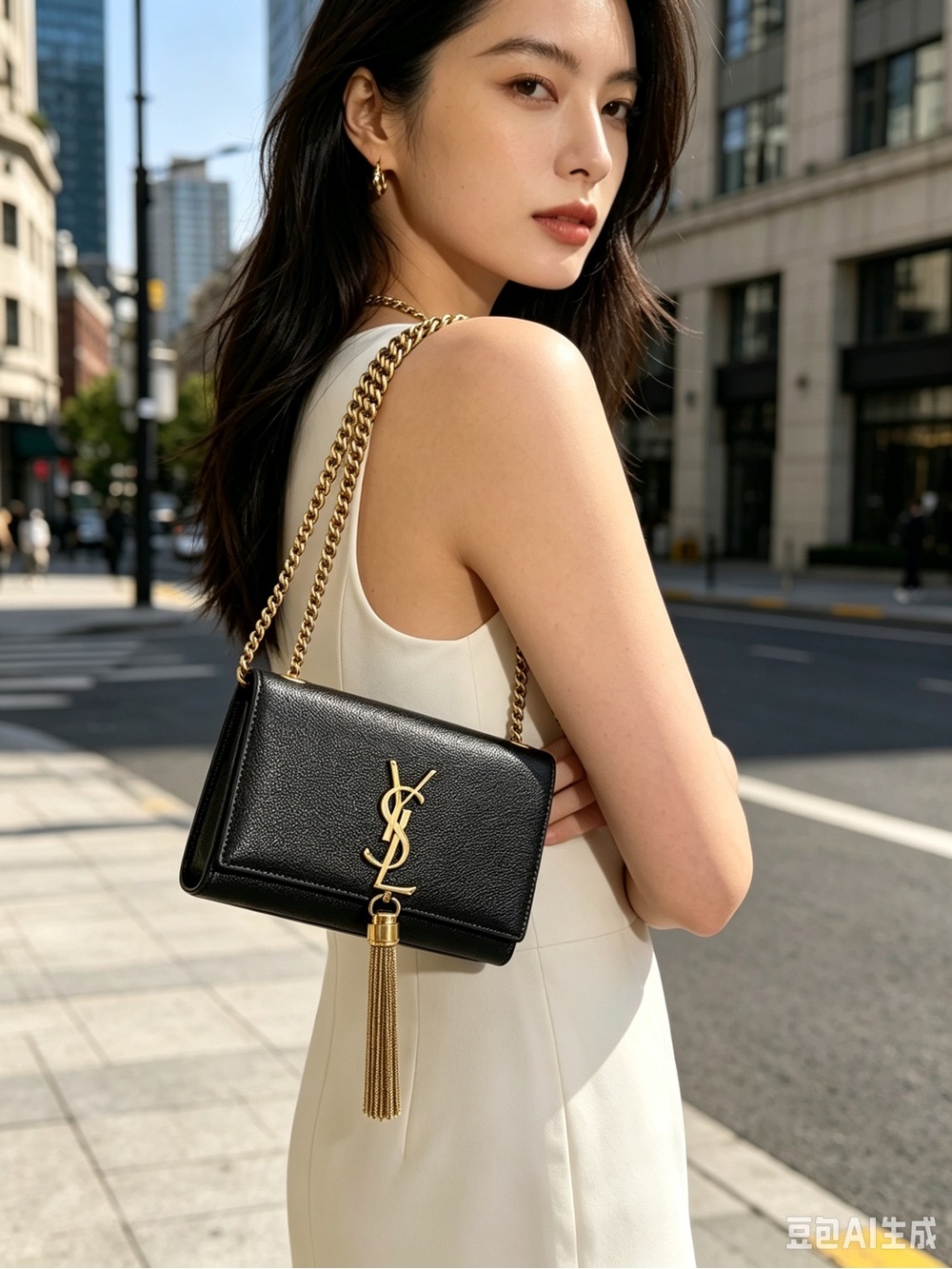 Saint Laurent Kate Monogramme Black with Gold Tassel Bag